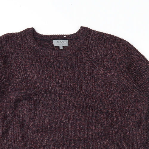 m&s Mens Purple Herringbone  Pullover Jumper Size L
