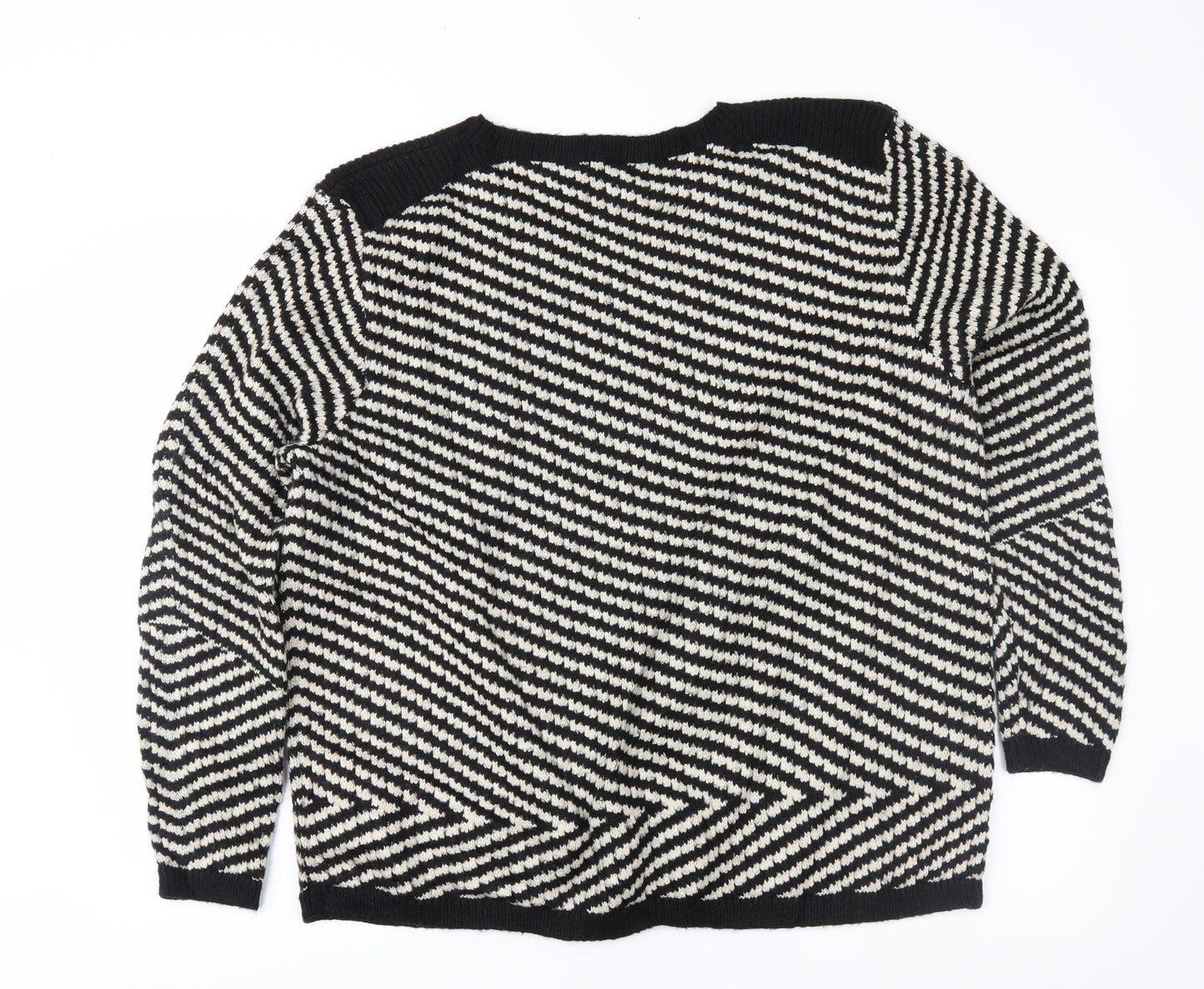 m&s Womens Black Striped  Pullover Jumper Size 22