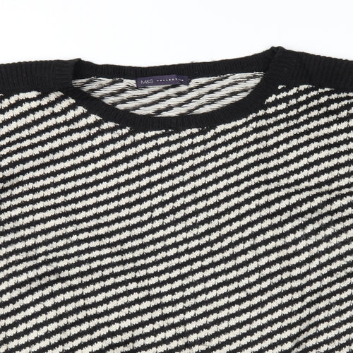 m&s Womens Black Striped  Pullover Jumper Size 22