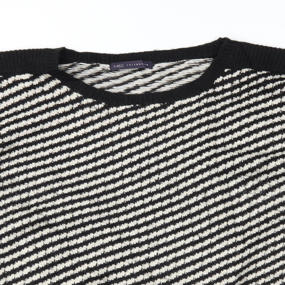 m&s Womens Black Striped  Pullover Jumper Size 22