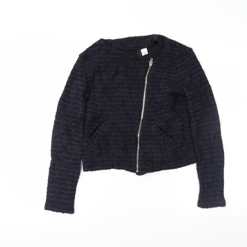 H&M Womens Blue Striped  Full Zip Jumper Size S