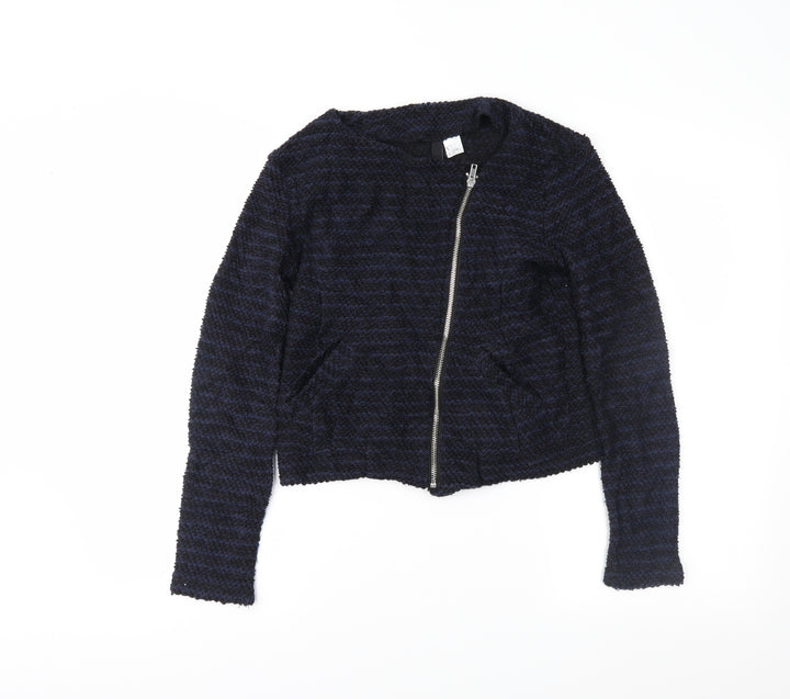 H&M Womens Blue Striped  Full Zip Jumper Size S