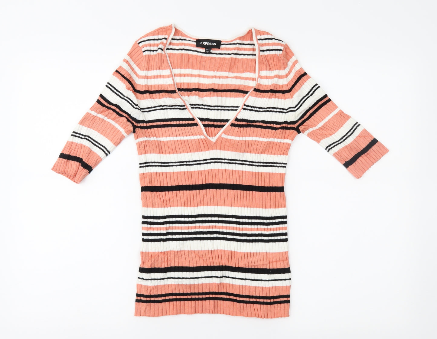 Express Womens Pink Striped  Basic Blouse Size M