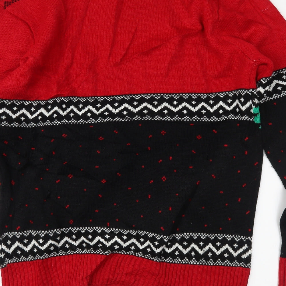Preworn Mens Red Fair Isle  Pullover Jumper Size L  - CHRISTMAS