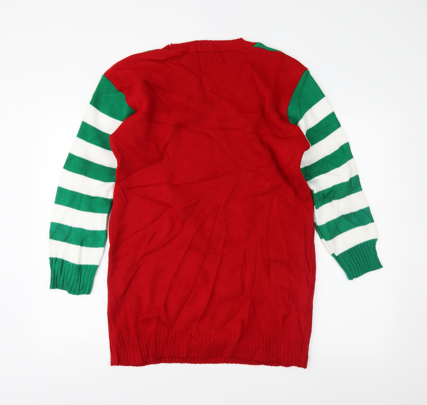 am fashion Womens Red Striped  Pullover Jumper Size M  - christmas