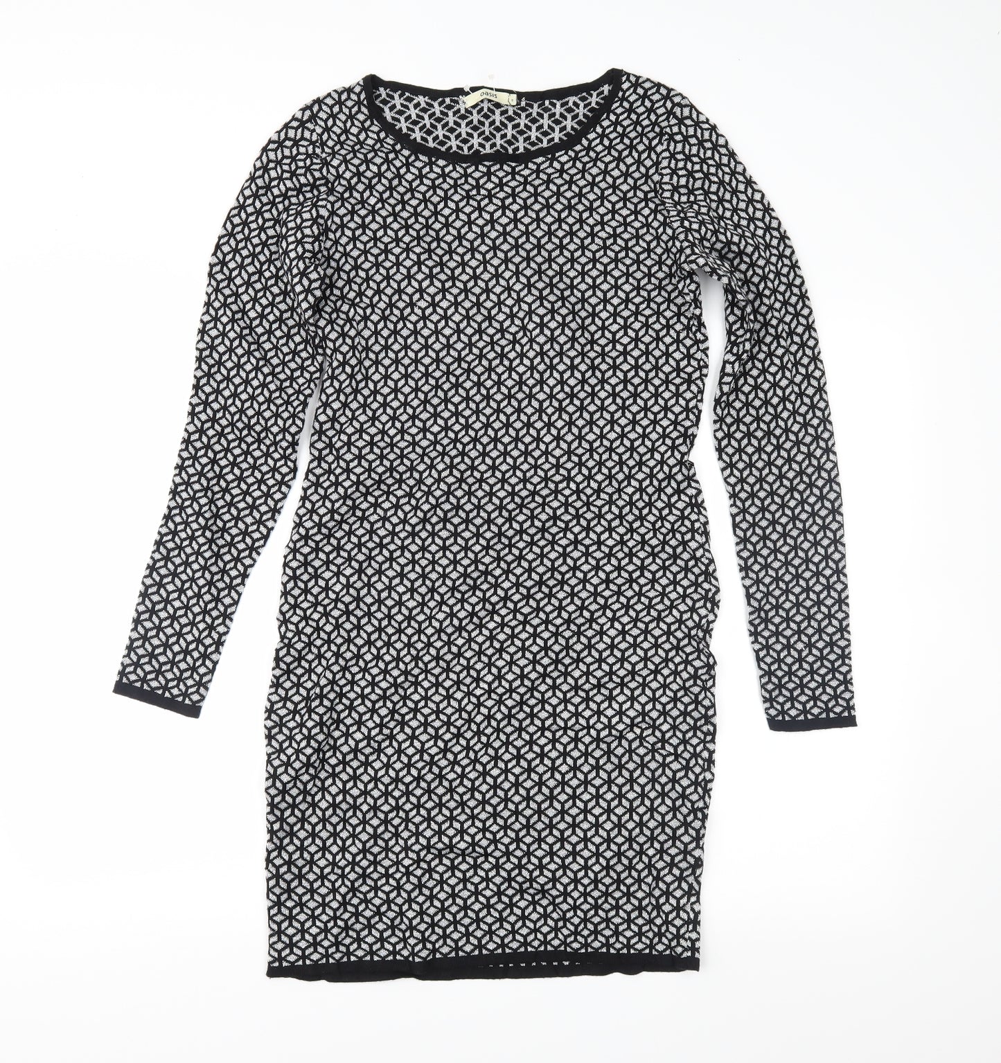Oasis Womens Black Geometric  Jumper Dress  Size S