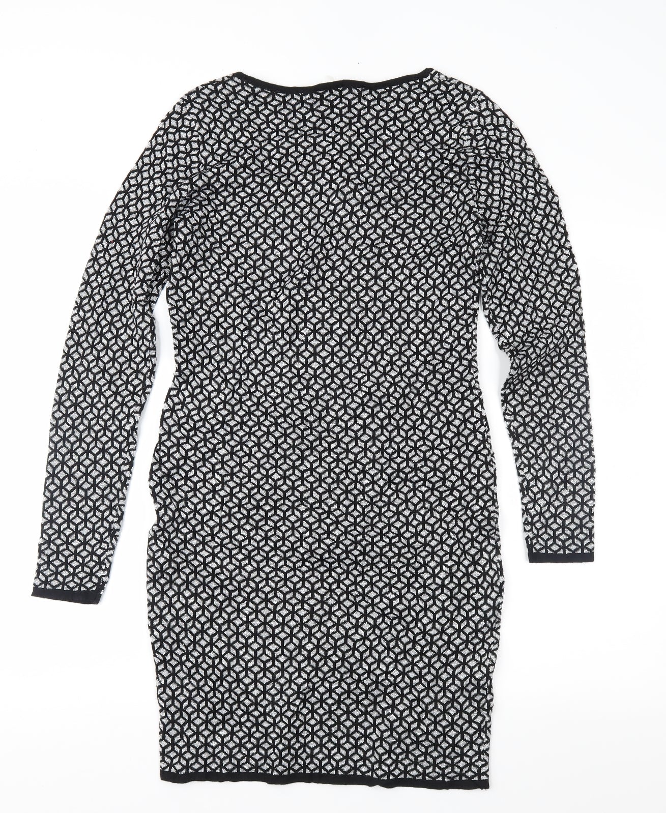 Oasis Womens Black Geometric  Jumper Dress  Size S