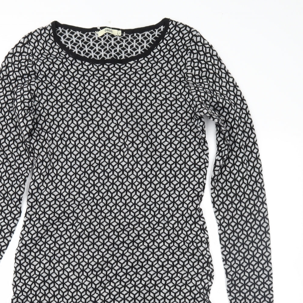 Oasis Womens Black Geometric  Jumper Dress  Size S