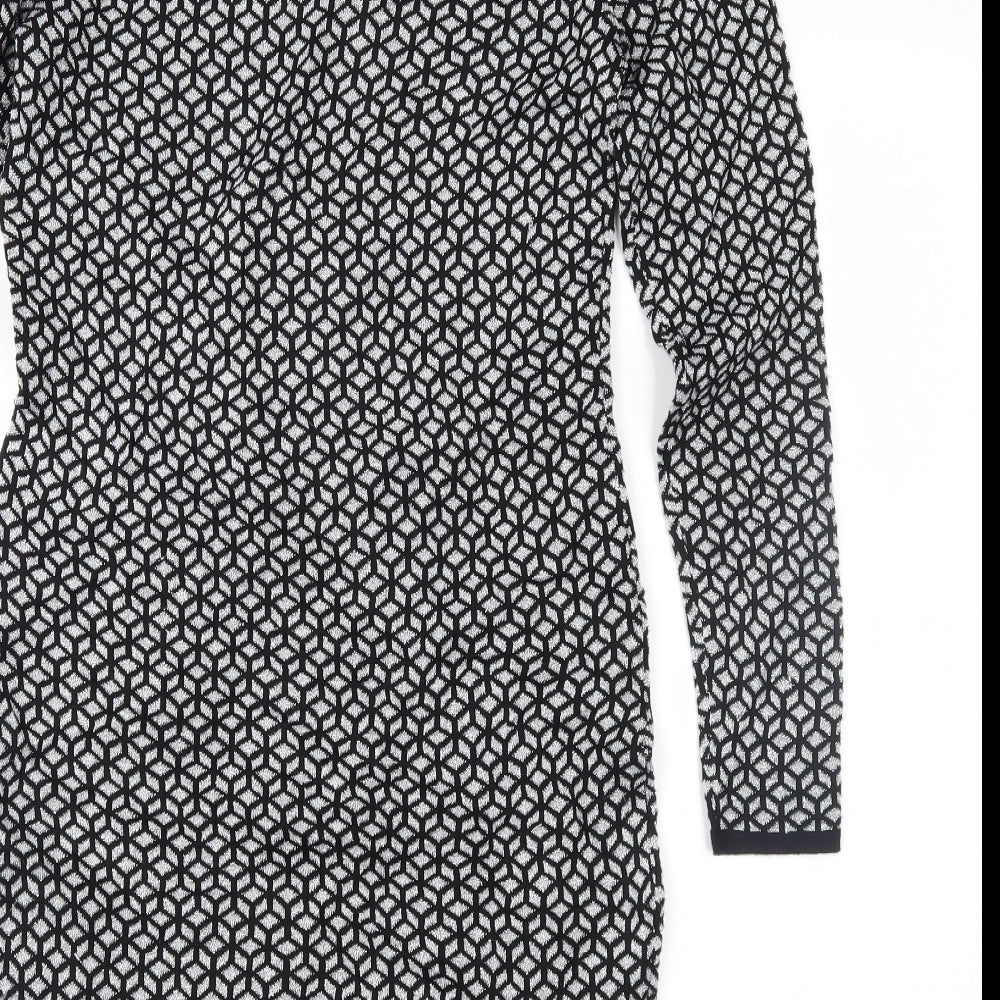 Oasis Womens Black Geometric  Jumper Dress  Size S