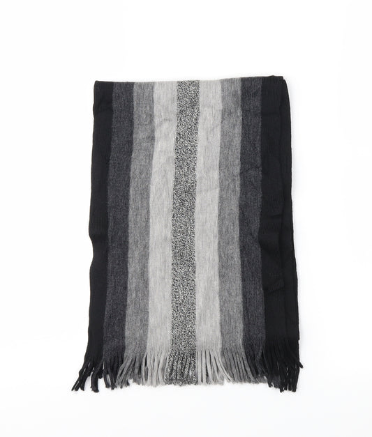 Front view of Preworn men’s grey striped scarf one size