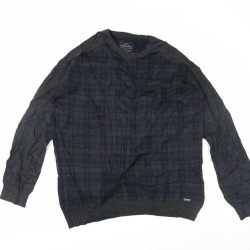 Threadbare Womens Grey Plaid  Pullover Jumper Size 2XL