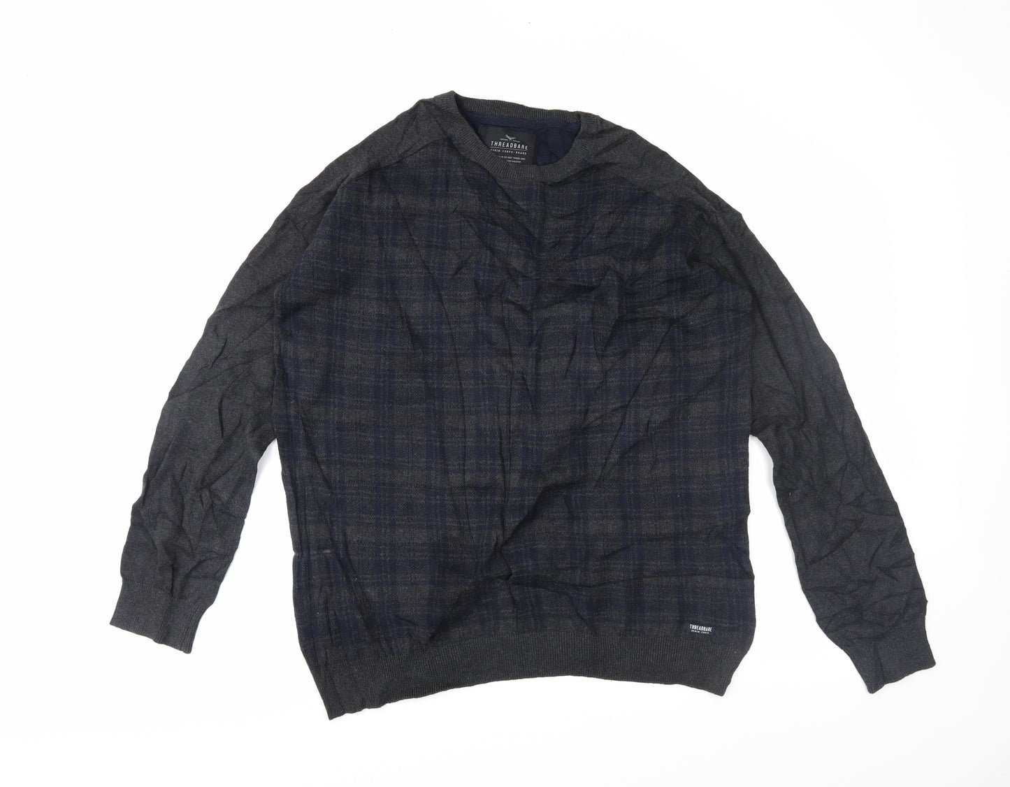 Threadbare Womens Grey Plaid  Pullover Jumper Size 2XL
