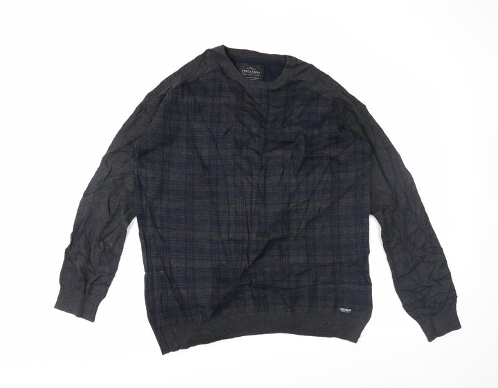 Threadbare Womens Grey Plaid Pullover Jumper Size 2XL
