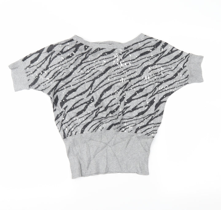 girls limited Girls Grey Animal Print  Pullover Jumper Size 5-6 Years