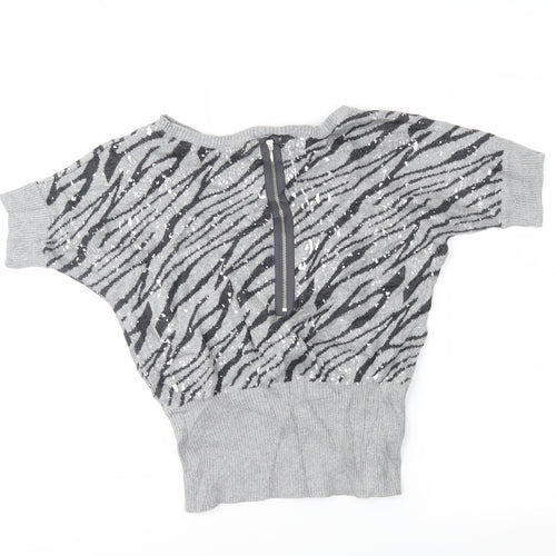girls limited Girls Grey Animal Print  Pullover Jumper Size 5-6 Years