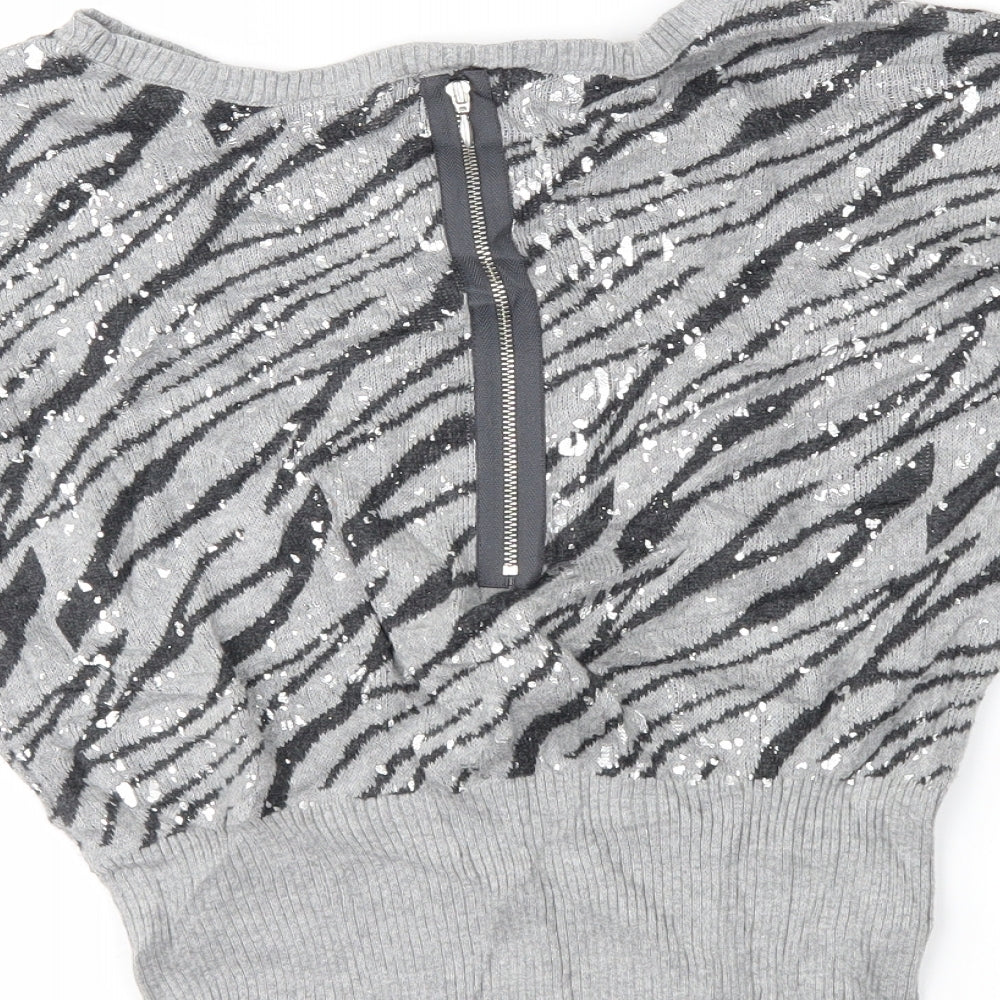 girls limited Girls Grey Animal Print  Pullover Jumper Size 5-6 Years
