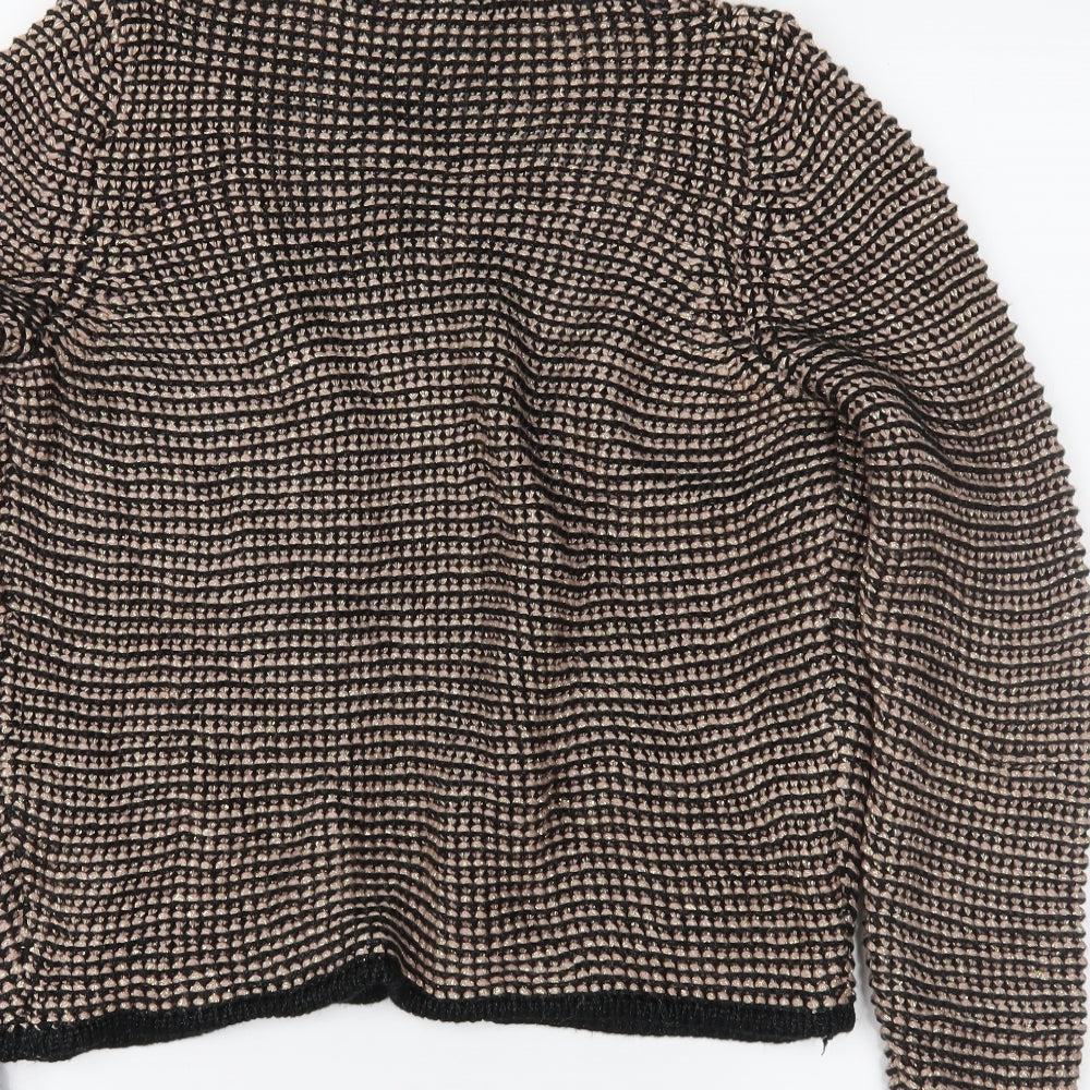 m&s Womens Black Striped  Cardigan Jumper Size 10