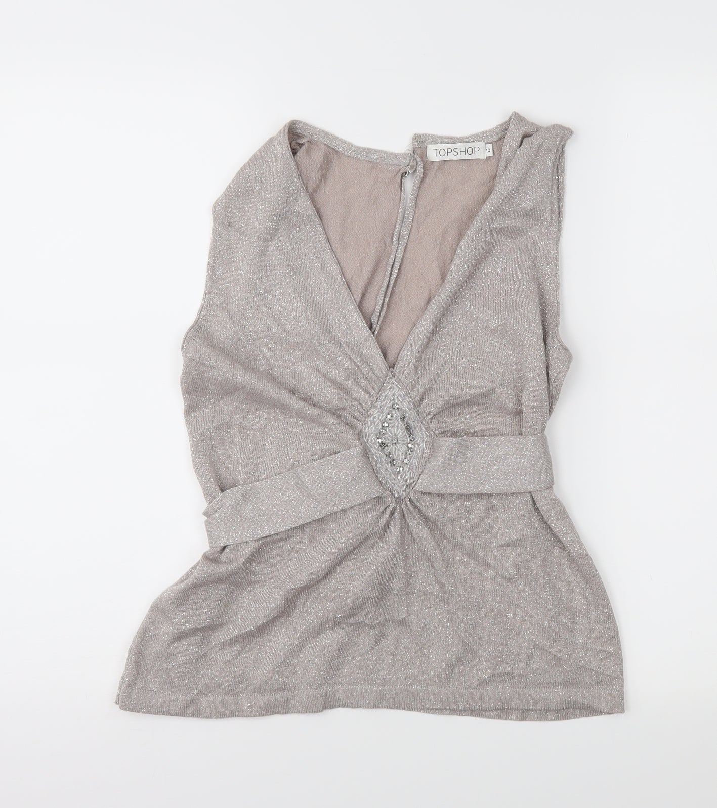 Topshop Womens Beige   Basic Blouse Size 10