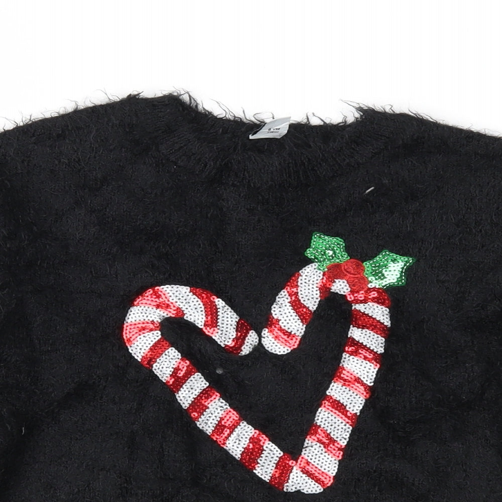 TU Girls Black   Pullover Jumper Size 5 Years  - CHRISMTAS