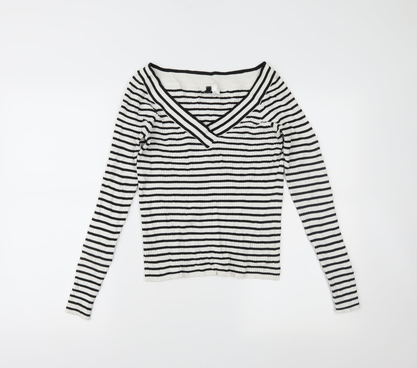 H&M Womens Black Striped  Tunic Jumper Size M