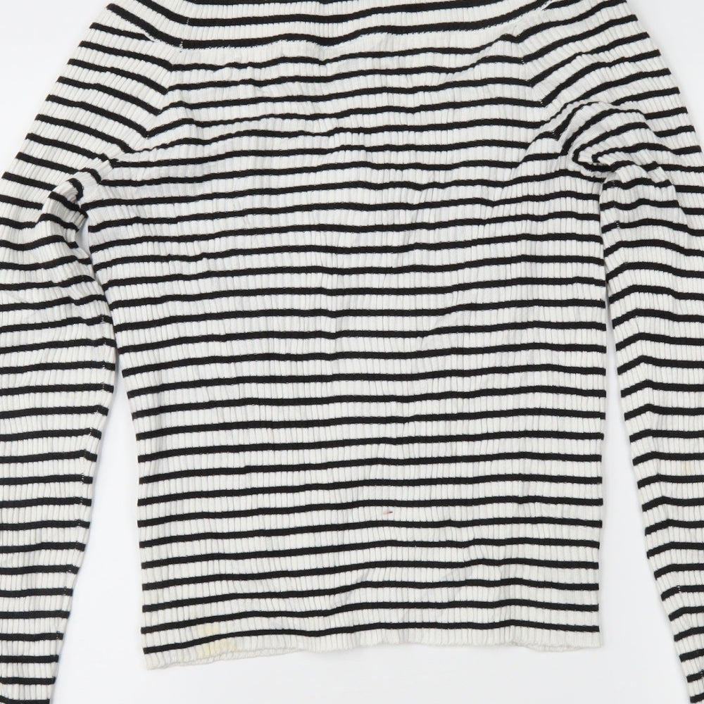H&M Womens Black Striped  Tunic Jumper Size M