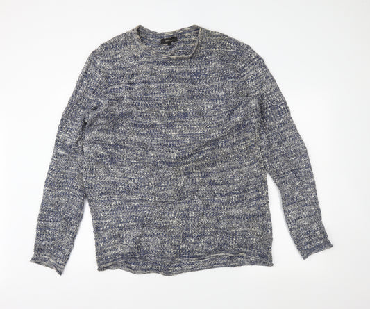 Front view of River Island men’s blue jumper, size L