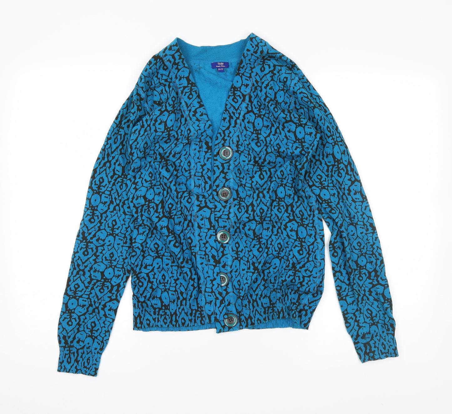 tabi Womens Blue Animal Print  Cardigan Jumper Size XS