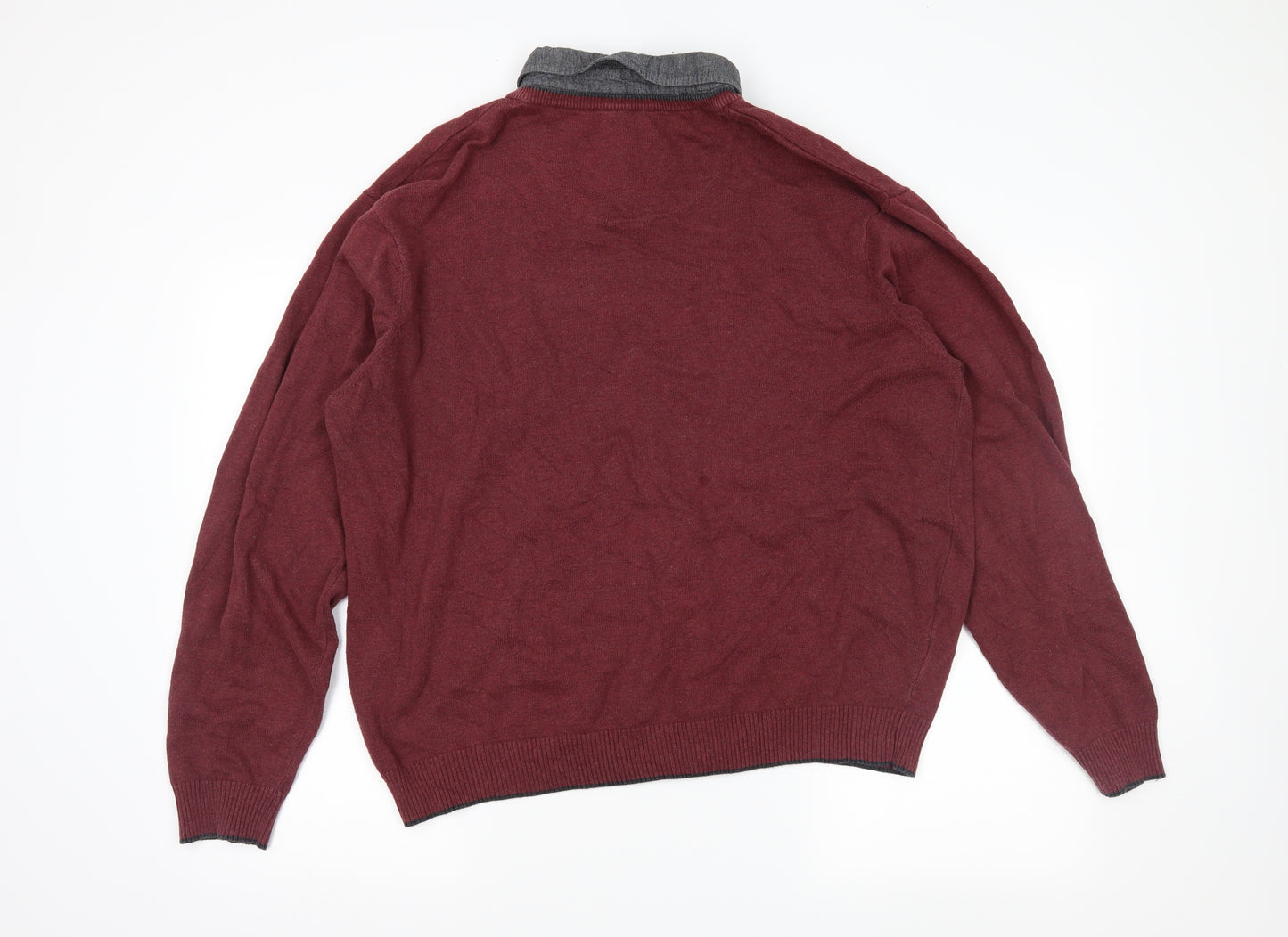 Cotton Mens Red   Pullover Jumper Size 2XL