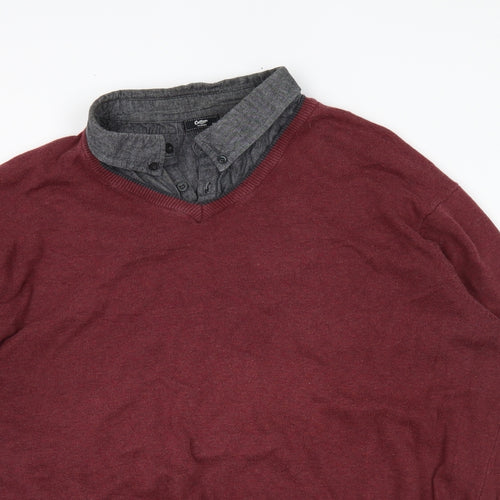 Cotton Mens Red   Pullover Jumper Size 2XL