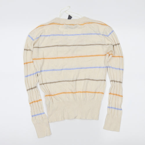 m&s Womens Ivory Striped  Pullover Jumper Size XS