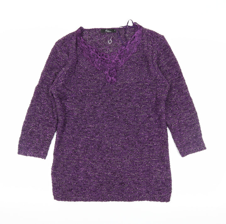 BM Womens Purple Pullover Jumper Size S