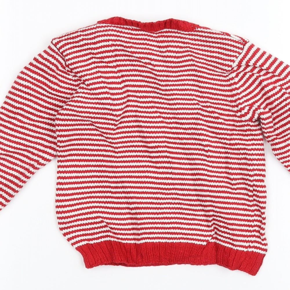 F&F Baby White Striped Knit Pullover Jumper Size 18-24 Months  - Christmas
