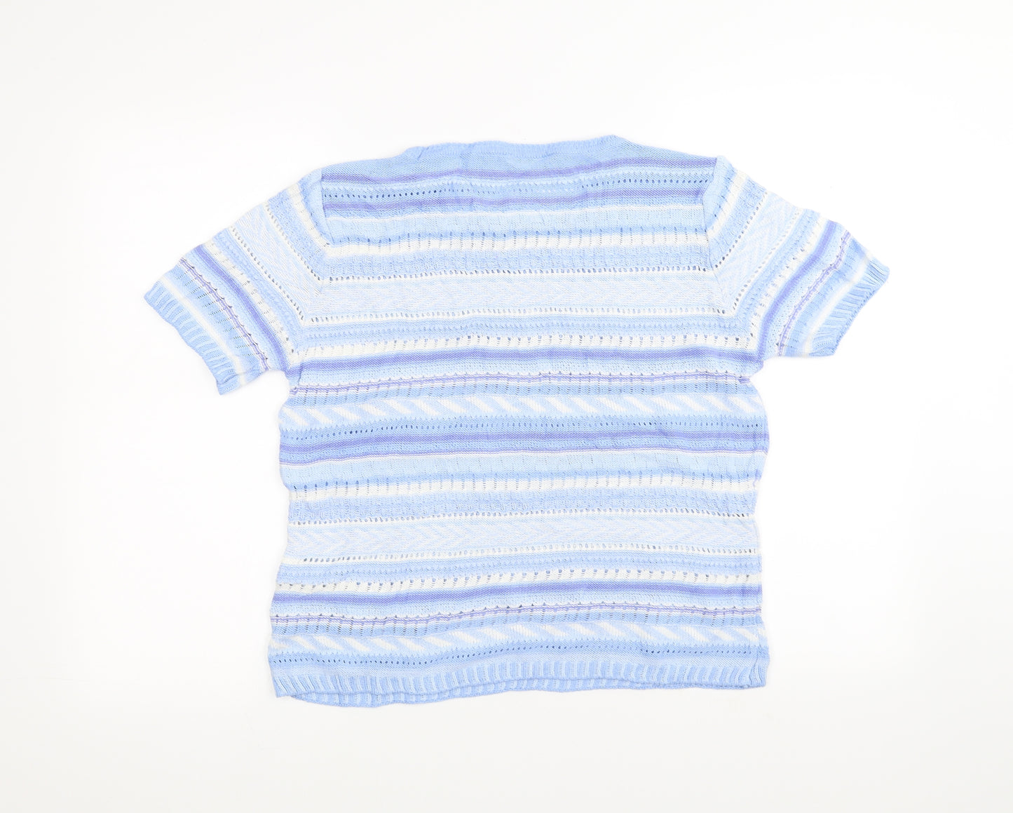 Marks and Spencer Womens Blue Striped Knit Pullover Jumper Size 14