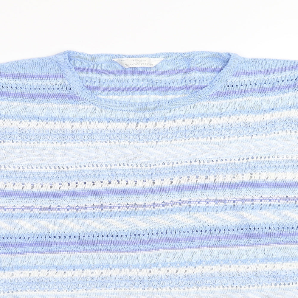 Marks and Spencer Womens Blue Striped Knit Pullover Jumper Size 14