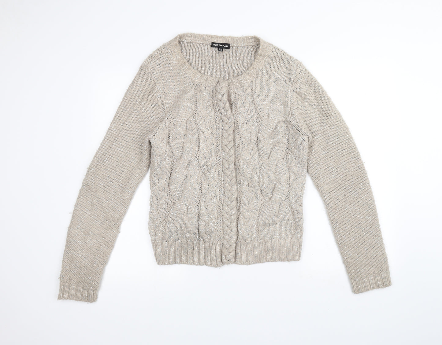 Warehouse Womens White  Knit Cardigan Jumper Size 16