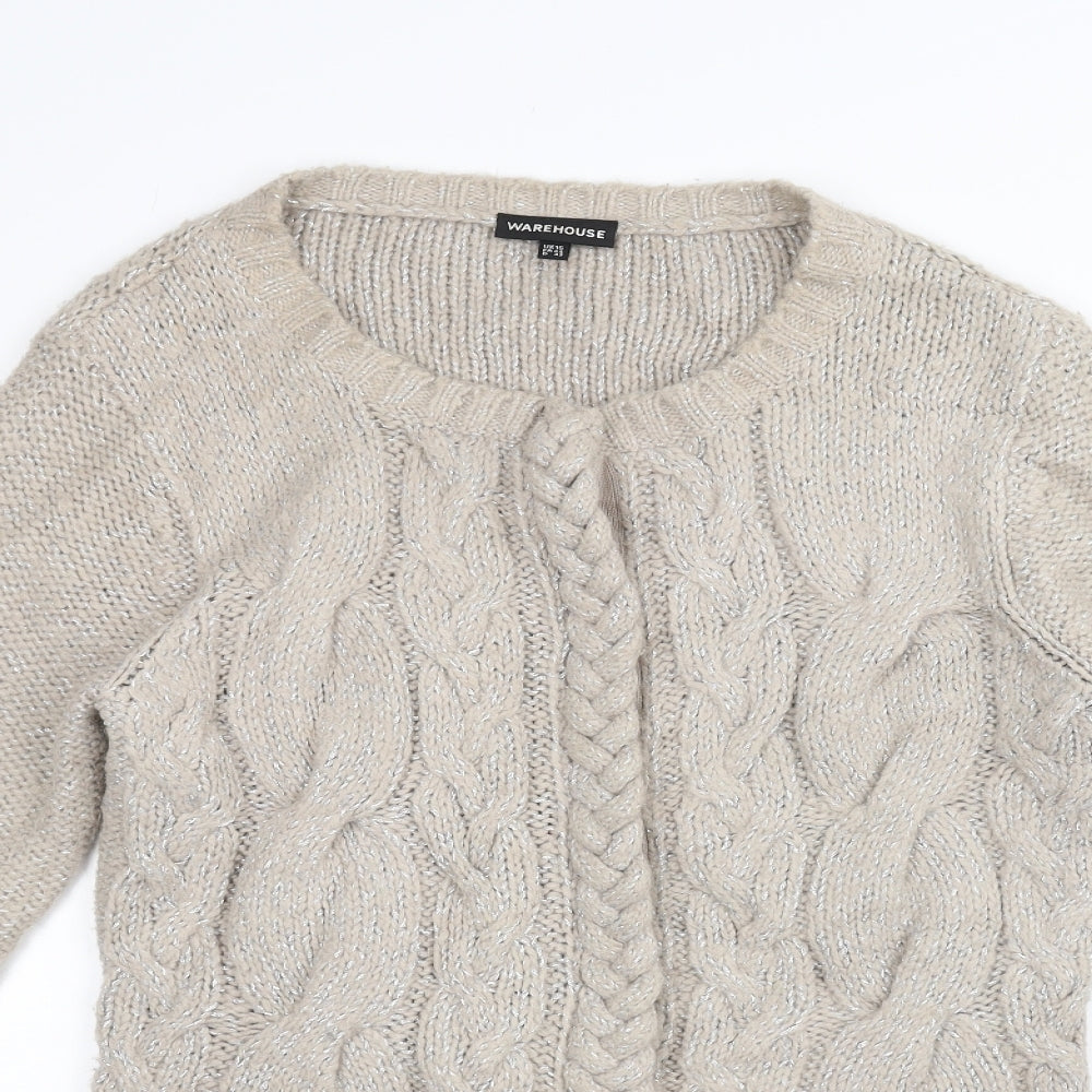 Warehouse Womens White  Knit Cardigan Jumper Size 16