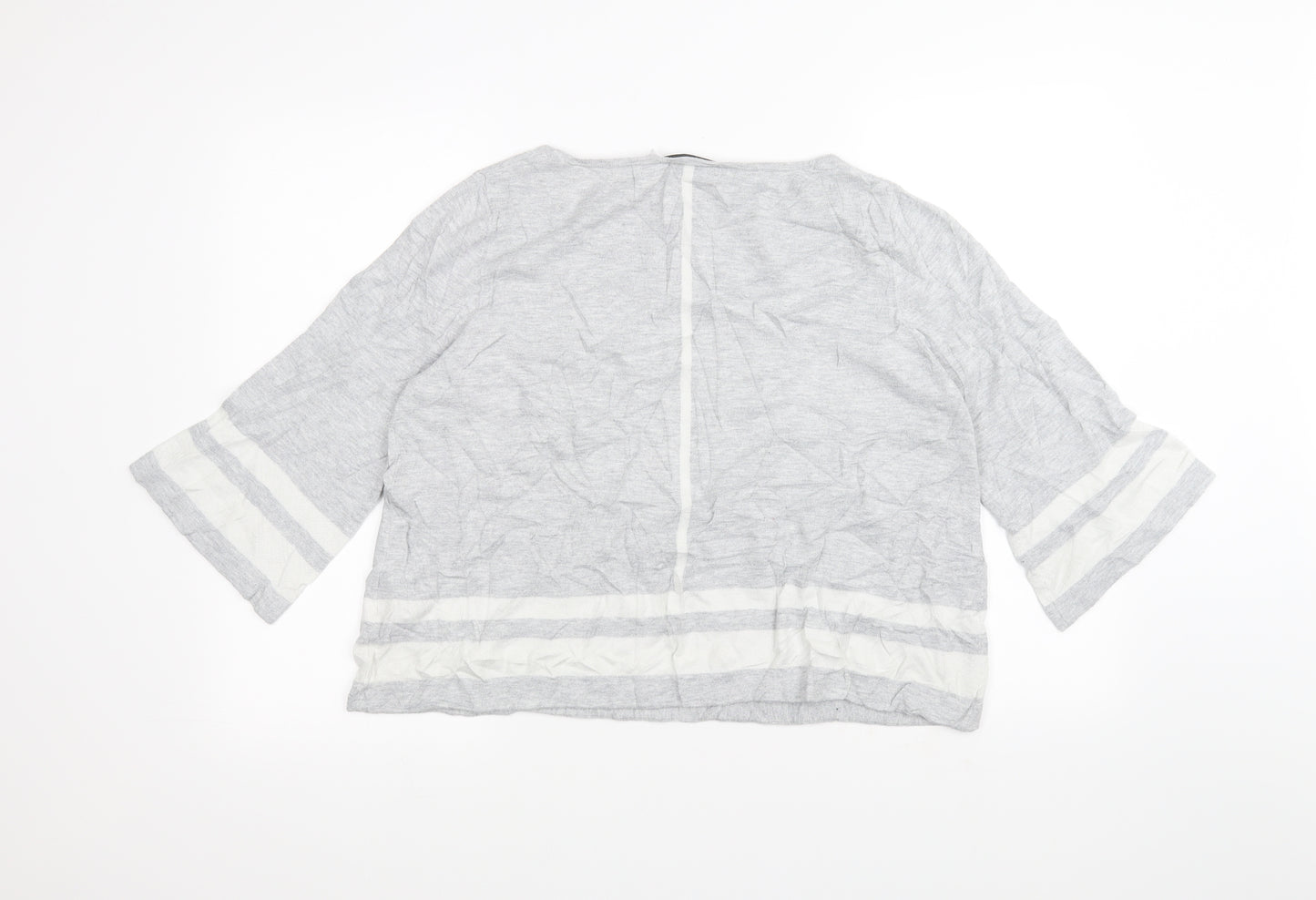 Mini Velvet Womens Grey Striped  Basic T-Shirt Size 16