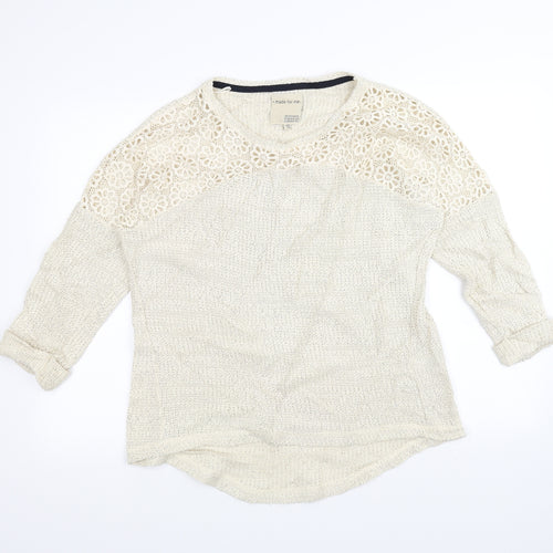 Made for me  Womens White  Knit Pullover Jumper Size 16