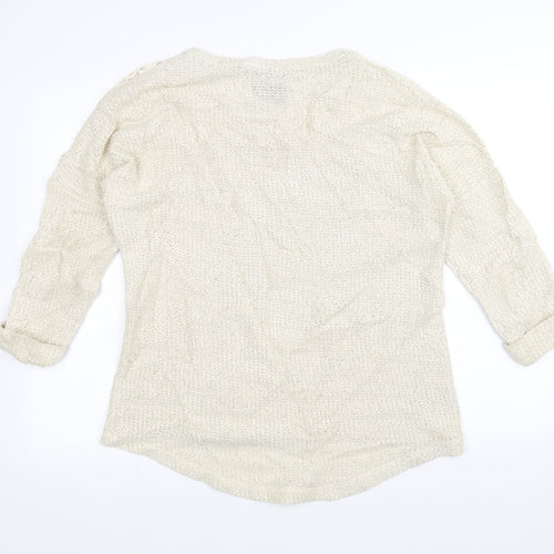 Made for me  Womens White  Knit Pullover Jumper Size 16