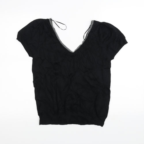 //text Womens Black   Basic T-Shirt Size L
