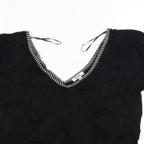 //text Womens Black   Basic T-Shirt Size L