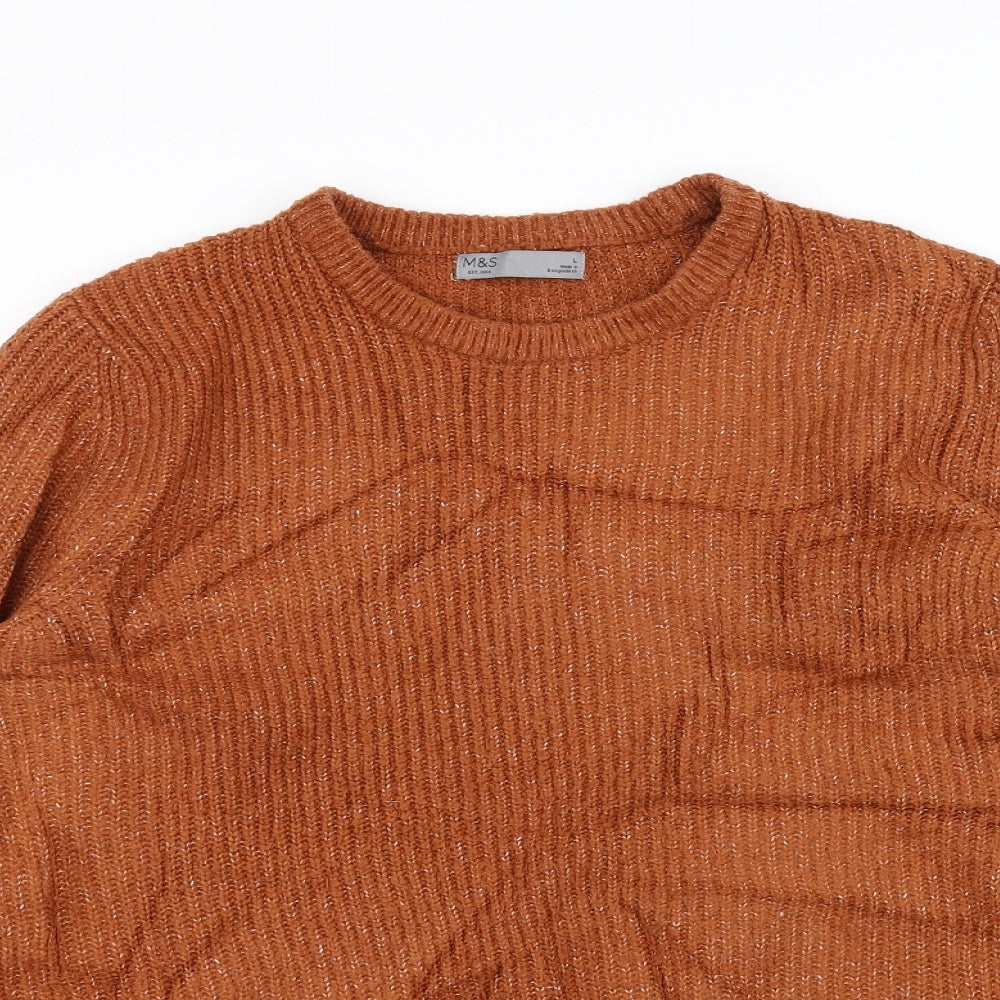 Marks and Spencer Mens Orange  Knit Pullover Jumper Size L