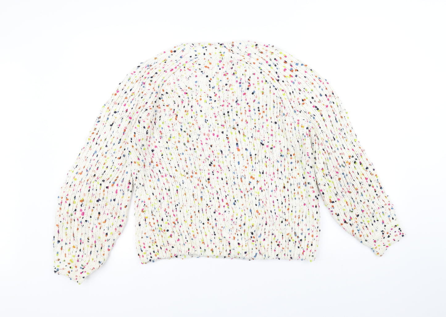 Marks and Spencer Womens White Polka Dot Knit Pullover Jumper Size M