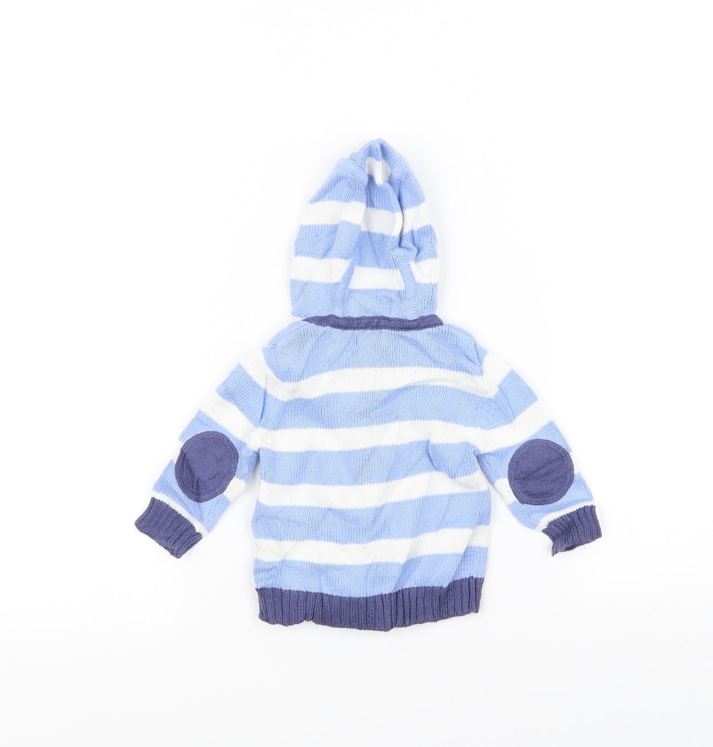 John Lewis Baby Blue Striped  Basic Jacket Jacket Size 0-3 Months  - Hooded