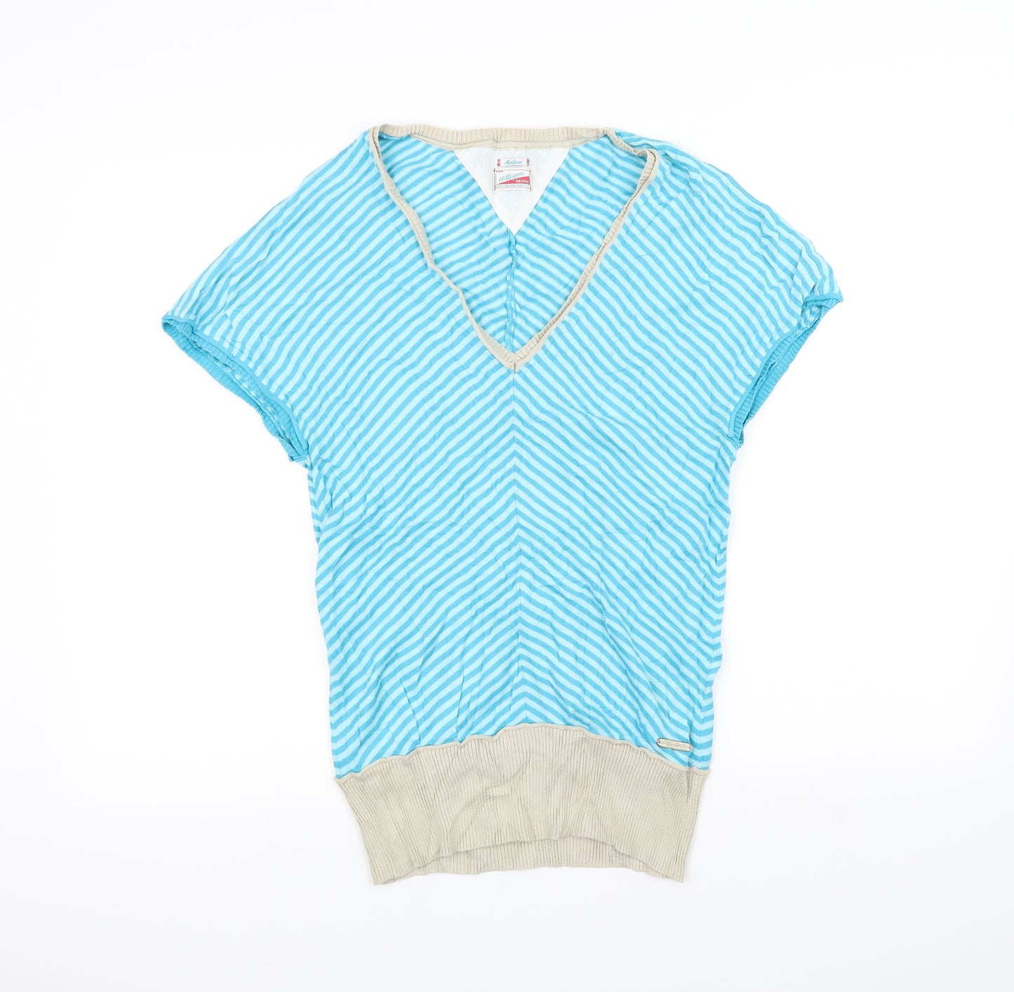 Hilfiger Womens Blue Striped  Basic T-Shirt Size M