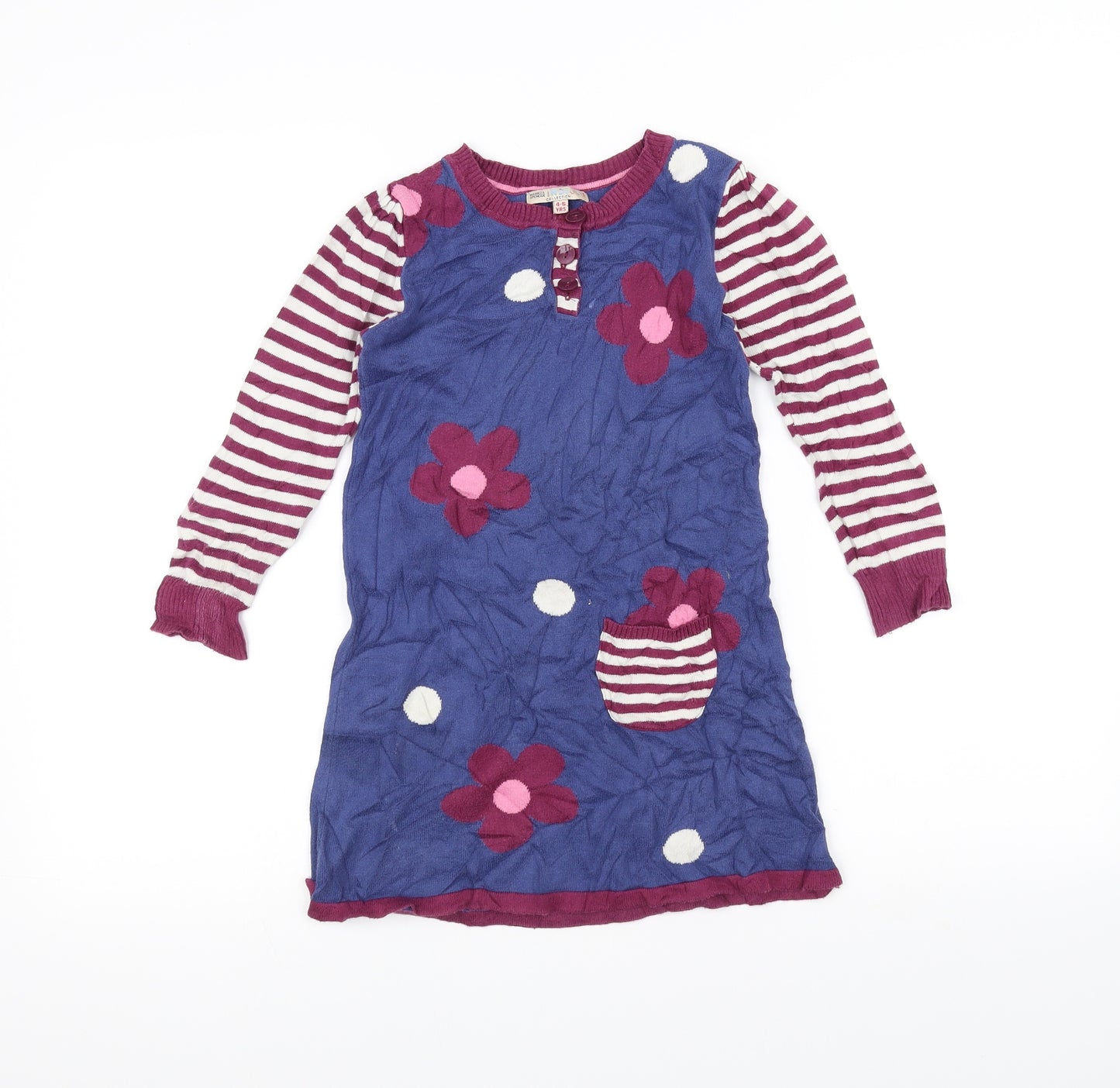 Marks and Spencer Girls Blue Floral  A-Line  Size 4-5 Years