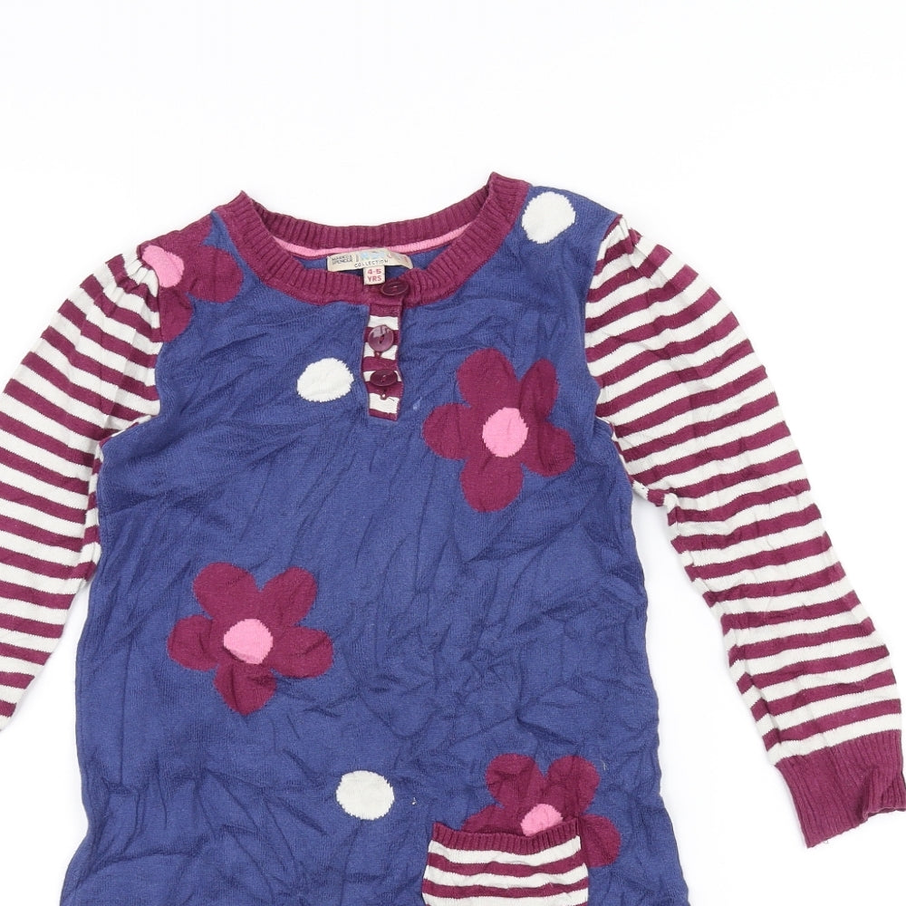 Marks and Spencer Girls Blue Floral  A-Line  Size 4-5 Years