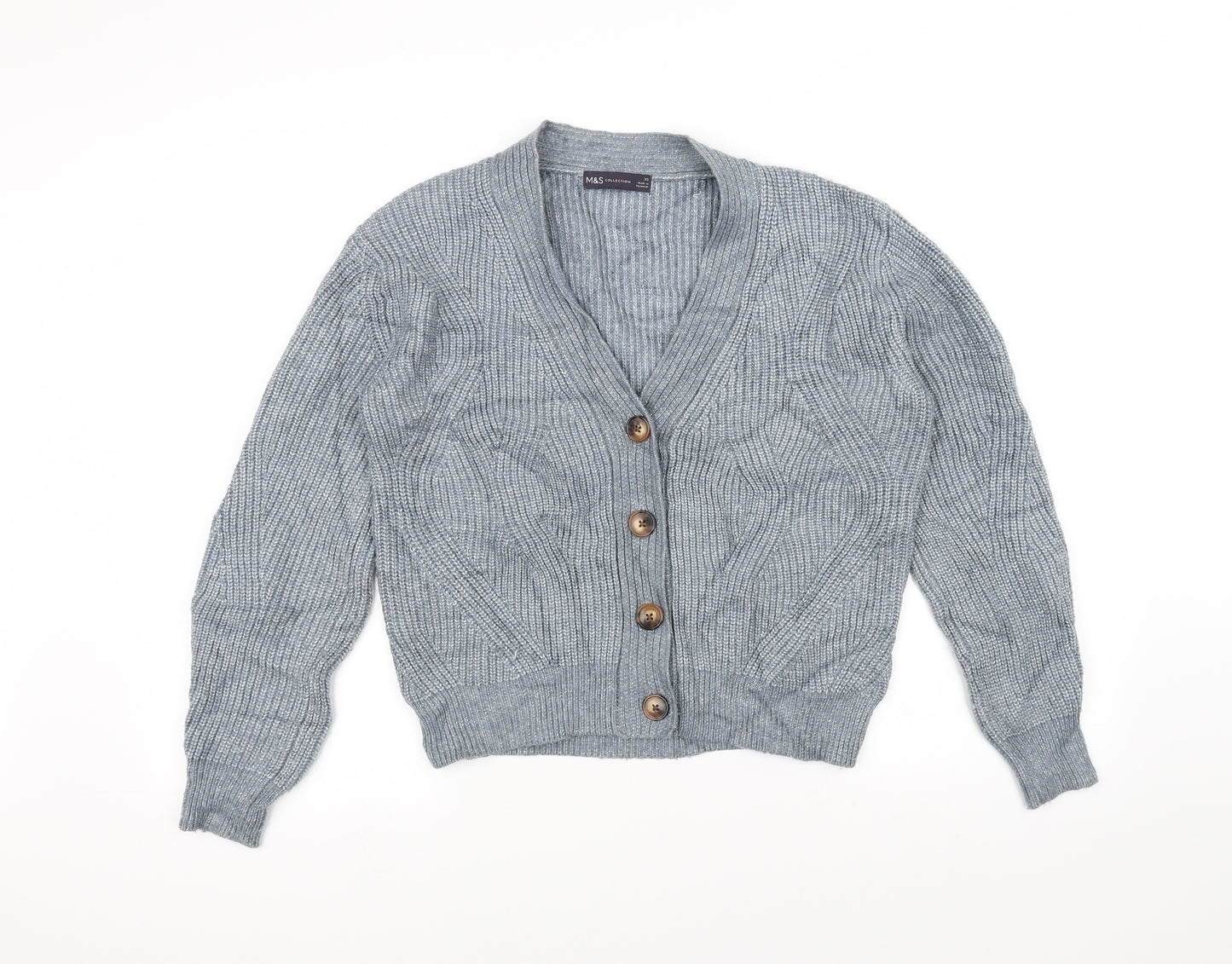 Marks and Spencer Womens Blue  Knit Cardigan Jumper Size XS