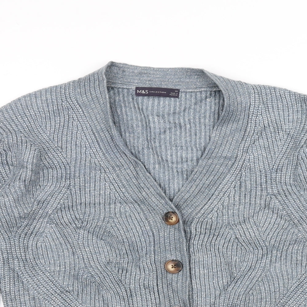 Marks and Spencer Womens Blue  Knit Cardigan Jumper Size XS