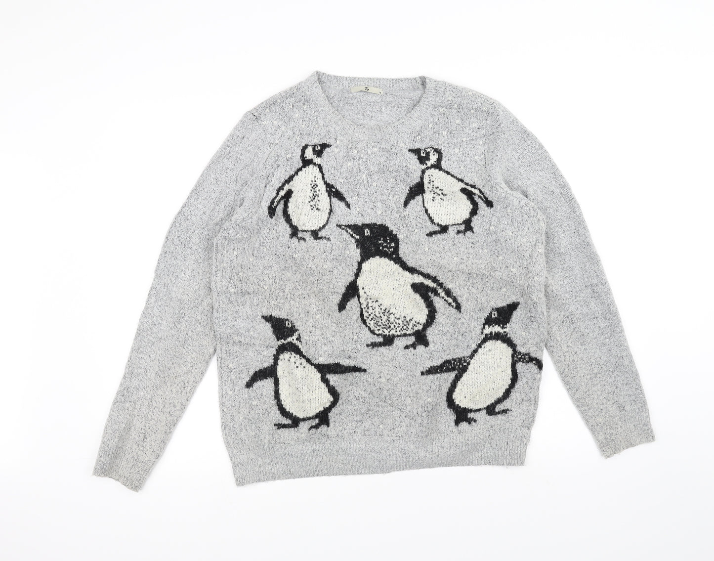 TU Womens Grey  Knit Pullover Jumper Size 14  - Penguin
